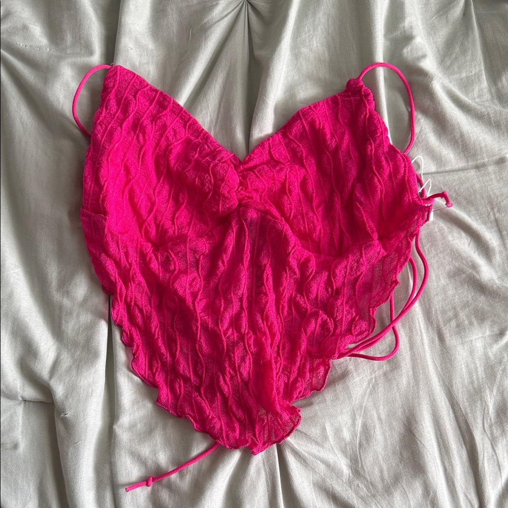 SHEIN Bright Pink Scalloped Cami with Spaghetti Straps